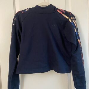 Adidas Women's Navy Sweatshirt with Multicolor Stripes
